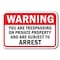 Signmission Safety Sign, 12 in Height, Aluminum, No Tres - Warning You A-1218 No Tres - Warning You - alternate 1